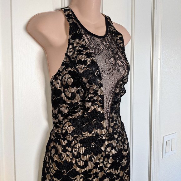 *Black Lace Deep V Neck Dress by A.B.S.- Size 8 - Picture 4 of 7
